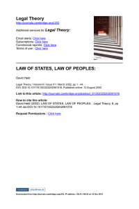 Law of States, Law of Peoples: Three Models of Sovereignty