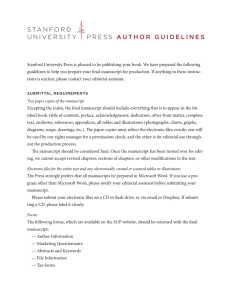 STANFORD UNIVERSITY PRESS AUTHOR GUIDELINES