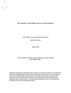 How Long Does It Take English Learners to Attain Proficiency? Kenji