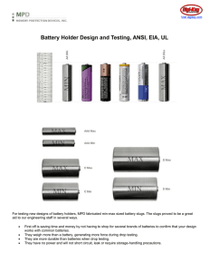 Battery Holder Design and Testing, ANSI, EIA, UL - Digi-Key