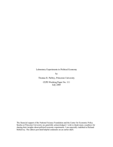Laboratory Experiments in Political Economy