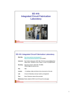 EE 410: Integrated Circuit Fabrication Laboratory