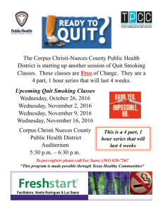 Upcoming Quit Smoking Classes Wednesday, October 26, 2016