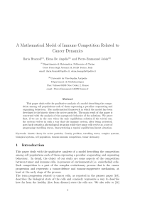 A Mathematical Model of Immune Competition Related to Cancer