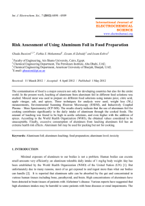 Risk Assessment of Using Aluminum Foil in Food Preparation