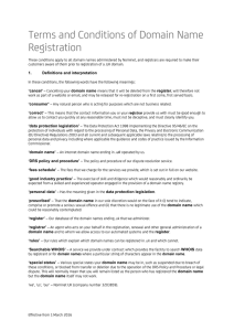 Terms and Conditions of Domain Name Registration