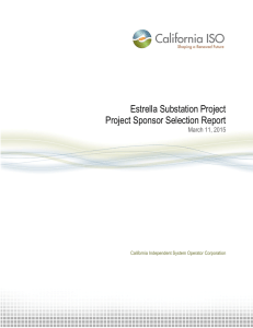 Estrella Substation – Project Sponsor Selection Report