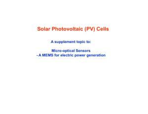 Solar Photovoltaic (PV) Cells