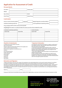 Application for Assessment of Credit