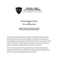 Faculty Assessment Guide for Prior Learning Credit