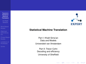Tutorial to Statistical Machine Translation