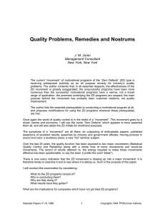 Quality Problems, Remedies and Nostrums