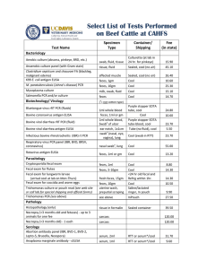 Select List of Tests Performed on Beef Cattle at CAHFS