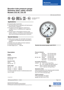 Bourdon tube pressure gauge Stainless steel, safety version Models