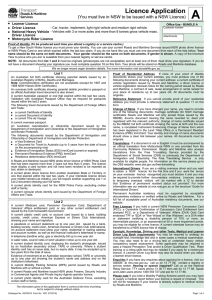 Licence Application - Roads and Maritime Services