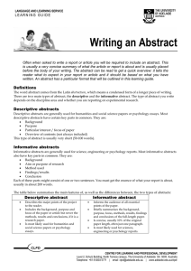 Writing an Abstract - Victoria University of Wellington