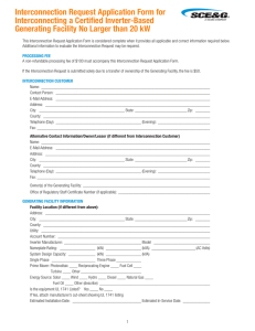 Interconnection Request Application Form for Interconnecting a