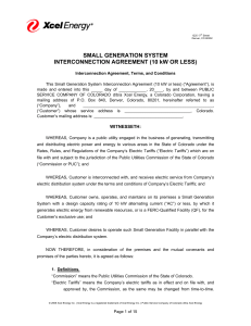 SMALL GENERATION SYSTEM INTERCONNECTION