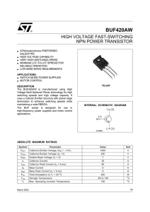 High voltage fast-switching NPN power transistor