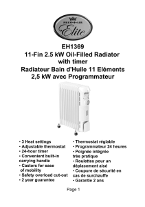 EH1369 11-Fin 2.5 kW Oil-Filled Radiator with timer Radiateur Bain