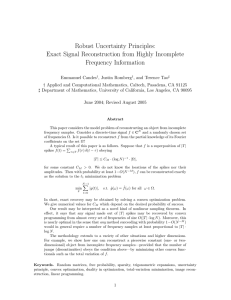 Robust Uncertainty Principles: Exact Signal Reconstruction from