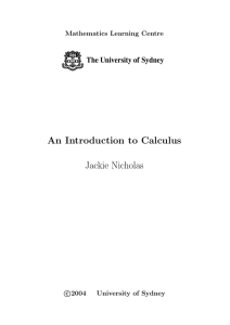 Introduction to Calculus - The University of Sydney
