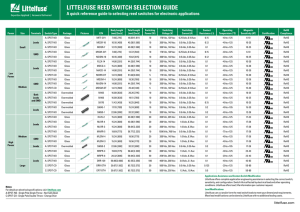 LITTELFUSE REED SWITCH SELECTION GUIDE