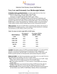 Very Low and Extremely Low Birthweight Infants