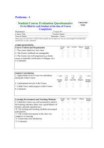 Student Course Evaluation Questionnaire