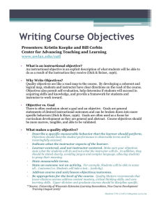W i i C Obj i Writing Course Objectives