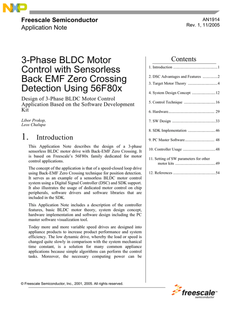 3-Phase BLDC Motor Control with Sensorless Back EMF Zero