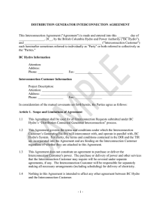 DISTRIBUTION GENERATOR INTERCONNECTION