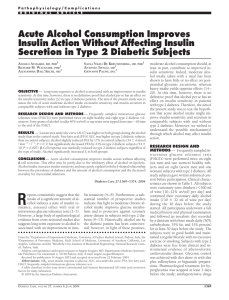 Acute Alcohol Consumption Improves Insulin Action Without