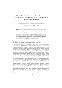 Time Related Factors of Data Accuracy, Completeness, and Currency