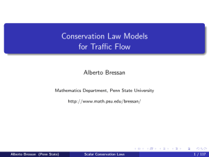 Conservation Law Models for Traffic Flow