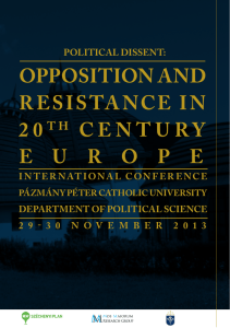 OPPOSITION AND RESISTANCE IN 2 0 T H CENTURY E U R O P E