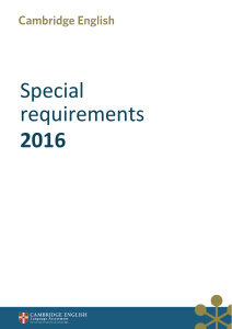 Special requirements 2016