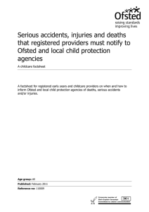 Serious accidents, injuries and deaths that registered providers must