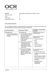 Demonstrate understanding of customer service