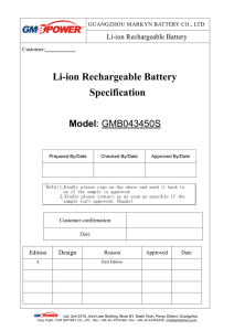 Li-ion Rechargeable Battery Specification