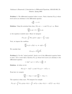 Solutions to Homework 2, Introduction to Differential Equations