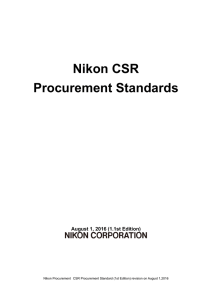 Nikon CSR Procurement Standards 1.1st Edition