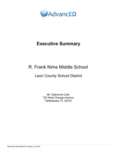 Executive Summary R. Frank Nims Middle School