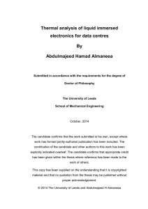 Thermal analysis of liquid immersed electronics for data centres By
