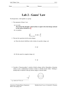 Lab 2 - Gauss` Law - University of Virginia