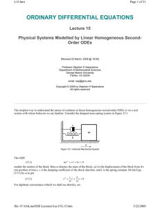 ordinary differential equations - Mathematical Sciences