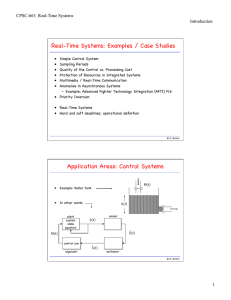 Real-Time Systems: Examples / Case Studies Application Areas