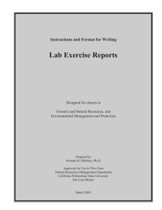 Lab Exercise Reports - Natural Resources Management