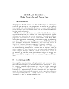 Bi 253 Lab Exercise 1. Data Analysis and Reporting 1