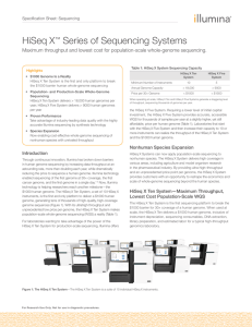 HiSeq X Series of Sequencing Systems Specification Sheet